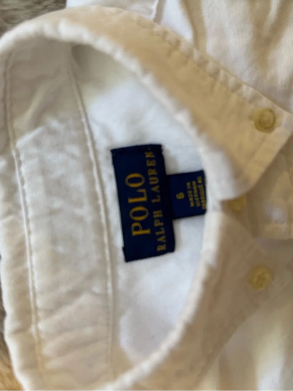 Ralph Lauren White Button-Down Oxford Shirt with Navy Label